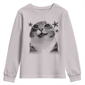 Funny Y2k Cat Meme Youth Sweatshirt Vintage Retro Silly Cats Cats lover Gift TS10 Ice Gray Print Your Wear