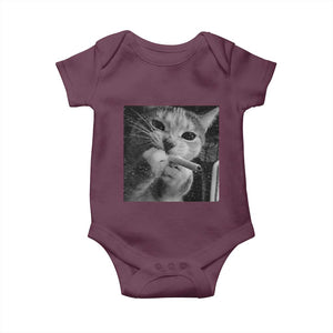 Smoking Cat Y2K Baby Onesie Vintage Grunge Cat Edgy Retro 90s Streetwear TS10 Maroon Print Your Wear