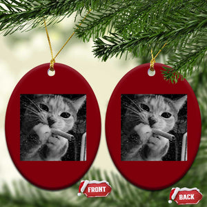 Smoking Cat Y2K Ceramic Ornament Vintage Grunge Cat Edgy Retro 90s Streetwear TS10 Print Your Wear