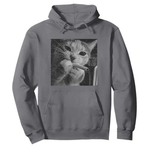 Smoking Cat Y2K Hoodie Vintage Grunge Cat Edgy Retro 90s Streetwear TS10 Charcoal Print Your Wear
