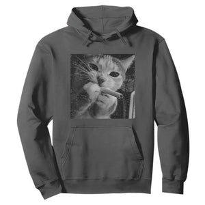 Smoking Cat Y2K Hoodie Vintage Grunge Cat Edgy Retro 90s Streetwear TS10 Dark Heather Print Your Wear