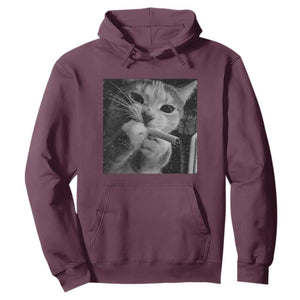 Smoking Cat Y2K Hoodie Vintage Grunge Cat Edgy Retro 90s Streetwear TS10 Maroon Print Your Wear
