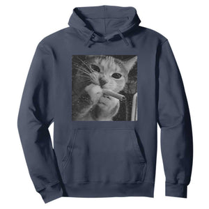Smoking Cat Y2K Hoodie Vintage Grunge Cat Edgy Retro 90s Streetwear TS10 Navy Print Your Wear