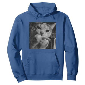Smoking Cat Y2K Hoodie Vintage Grunge Cat Edgy Retro 90s Streetwear TS10 Royal Blue Print Your Wear