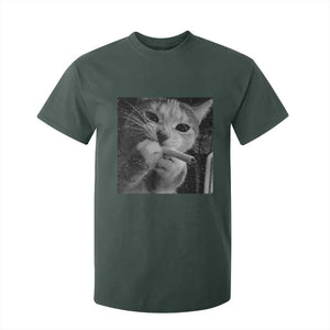 Smoking Cat Y2K T Shirt For Kid Vintage Grunge Cat Edgy Retro 90s Streetwear TS10 Dark Forest Green Print Your Wear