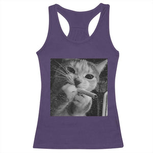 Smoking Cat Y2K Racerback Tank Top Vintage Grunge Cat Edgy Retro 90s Streetwear TS10 Purple Print Your Wear