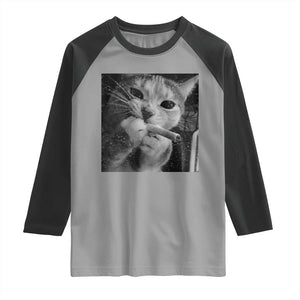 Smoking Cat Y2K Raglan Shirt Vintage Grunge Cat Edgy Retro 90s Streetwear TS10 Sport Gray Black Print Your Wear