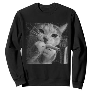 Smoking Cat Y2K Sweatshirt Vintage Grunge Cat Edgy Retro 90s Streetwear TS10 Black Print Your Wear