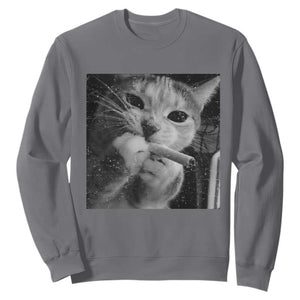 Smoking Cat Y2K Sweatshirt Vintage Grunge Cat Edgy Retro 90s Streetwear TS10 Charcoal Print Your Wear
