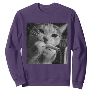 Smoking Cat Y2K Sweatshirt Vintage Grunge Cat Edgy Retro 90s Streetwear TS10 Purple Print Your Wear