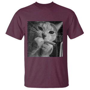 Smoking Cat Y2K T Shirt Vintage Grunge Cat Edgy Retro 90s Streetwear TS10 Maroon Print Your Wear