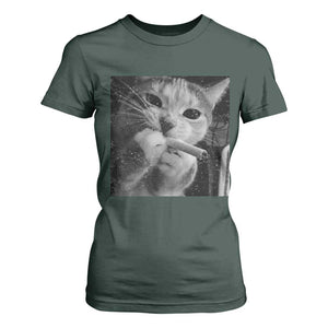 Smoking Cat Y2K T Shirt For Women Vintage Grunge Cat Edgy Retro 90s Streetwear TS10 Dark Forest Green Print Your Wear