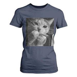 Smoking Cat Y2K T Shirt For Women Vintage Grunge Cat Edgy Retro 90s Streetwear TS10 Navy Print Your Wear