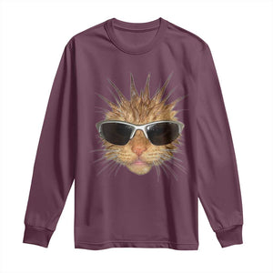 Funny Y2k Retro Cat Meme Long Sleeve Shirt Vintage Cat Edgy Retro 90s Streetwear TS10 Maroon Print Your Wear