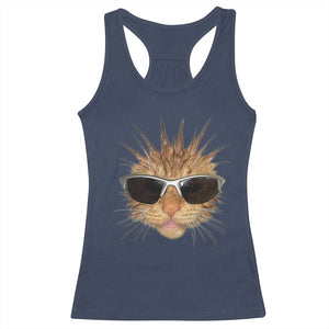 Funny Y2k Retro Cat Meme Racerback Tank Top Vintage Cat Edgy Retro 90s Streetwear TS10 Navy Print Your Wear