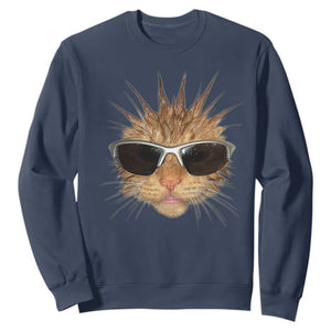 Funny Y2k Retro Cat Meme Sweatshirt Vintage Cat Edgy Retro 90s Streetwear TS10 Navy Print Your Wear