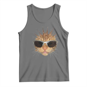 Funny Y2k Retro Cat Meme Tank Top Vintage Cat Edgy Retro 90s Streetwear TS10 Black Heather Print Your Wear