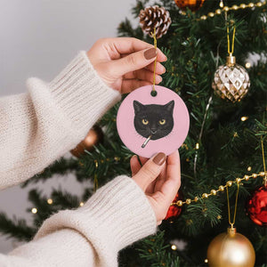 Smoking Cat Y2K Ceramic Ornament Vintage Black Cat Edgy Retro 90s Grunge TS10 1pc Light Pink Print Your Wear