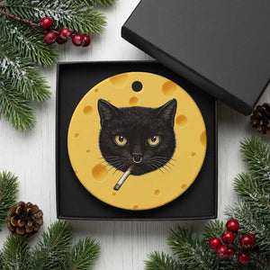 Smoking Cat Y2K Ceramic Ornament Vintage Black Cat Edgy Retro 90s Grunge TS10 1pc Yellow Cheese Print Your Wear