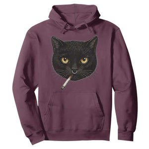 Smoking Cat Y2K Hoodie Vintage Black Cat Edgy Retro 90s Grunge TS10 Maroon Print Your Wear