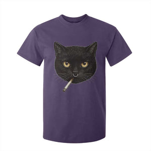 Smoking Cat Y2K T Shirt For Kid Vintage Black Cat Edgy Retro 90s Grunge TS10 Purple Print Your Wear