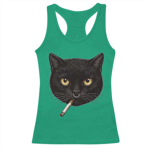 Smoking Cat Y2K Racerback Tank Top Vintage Black Cat Edgy Retro 90s Grunge TS10 Irish Green Print Your Wear