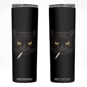 Smoking Cat Y2K Skinny Tumbler Vintage Black Cat Edgy Retro 90s Grunge TS10 Black Print Your Wear