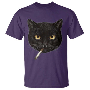 Smoking Cat Y2K T Shirt Vintage Black Cat Edgy Retro 90s Grunge TS10 Purple Print Your Wear