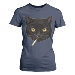 Smoking Cat Y2K T Shirt For Women Vintage Black Cat Edgy Retro 90s Grunge TS10 Navy Print Your Wear