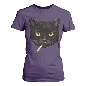 Smoking Cat Y2K T Shirt For Women Vintage Black Cat Edgy Retro 90s Grunge TS10 Purple Print Your Wear