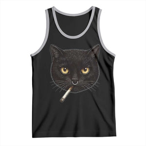 Smoking Cat Y2K Tank Top Vintage Black Cat Edgy Retro 90s Grunge TS10 Black Athletic Heather Print Your Wear