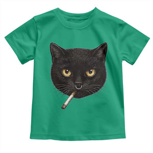 Smoking Cat Y2K Toddler T Shirt Vintage Black Cat Edgy Retro 90s Grunge TS10 Irish Green Print Your Wear