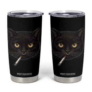 Smoking Cat Y2K Tumbler Cup Vintage Black Cat Edgy Retro 90s Grunge TS10 Black Print Your Wear