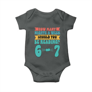 Funny 67 Six Seven Teacher Baby Onesie How Many Nights A Week Should You Be Reading 6 7 TS10 Dark Heather Print Your Wear