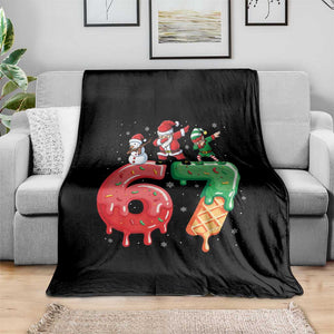 67 Six Seven Christmas Throw Blanket Funny Dabbing Santa Elf Friends 6 7 Meme Gen Alpha Slang TS10 Print Your Wear