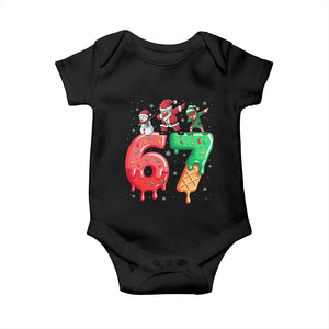 67 Six Seven Christmas Baby Onesie Funny Dabbing Santa Elf Friends 6 7 Meme Gen Alpha Slang TS10 Black Print Your Wear