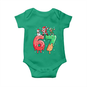 67 Six Seven Christmas Baby Onesie Funny Dabbing Santa Elf Friends 6 7 Meme Gen Alpha Slang TS10 Irish Green Print Your Wear
