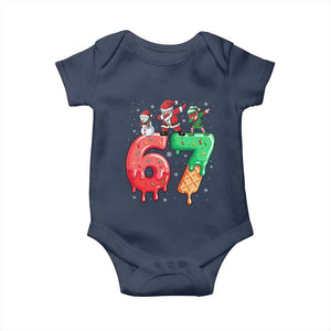67 Six Seven Christmas Baby Onesie Funny Dabbing Santa Elf Friends 6 7 Meme Gen Alpha Slang TS10 Navy Print Your Wear