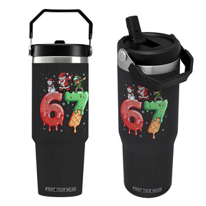 67 Six Seven Christmas Flip Straw Tumbler Funny Dabbing Santa Elf Friends 6 7 Meme Gen Alpha Slang TS10 One Size: 30 oz Black Print Your Wear