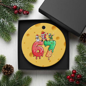 67 Six Seven Christmas Ceramic Ornament Funny Dabbing Santa Elf Friends 6 7 Meme Gen Alpha Slang TS10 1pc Yellow Cheese Print Your Wear
