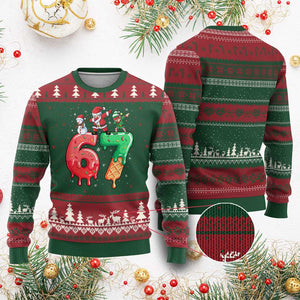 67 Six Seven Xmas Ugly Christmas Sweater Funny Dabbing Santa Elf Friends 6 7 Meme Gen Alpha Slang TS10 Red Green Print Your Wear
