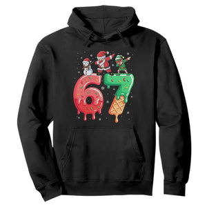 67 Six Seven Christmas Hoodie Funny Dabbing Santa Elf Friends 6 7 Meme Gen Alpha Slang TS10 Black Print Your Wear