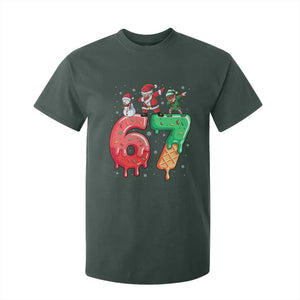 67 Six Seven Christmas T Shirt For Kid Funny Dabbing Santa Elf Friends 6 7 Meme Gen Alpha Slang TS10 Dark Forest Green Print Your Wear