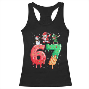 67 Six Seven Christmas Racerback Tank Top Funny Dabbing Santa Elf Friends 6 7 Meme Gen Alpha Slang TS10 Black Print Your Wear