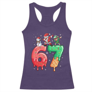 67 Six Seven Christmas Racerback Tank Top Funny Dabbing Santa Elf Friends 6 7 Meme Gen Alpha Slang TS10 Purple Print Your Wear