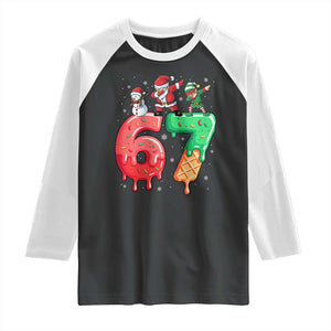 67 Six Seven Christmas Raglan Shirt Funny Dabbing Santa Elf Friends 6 7 Meme Gen Alpha Slang TS10 Black White Print Your Wear