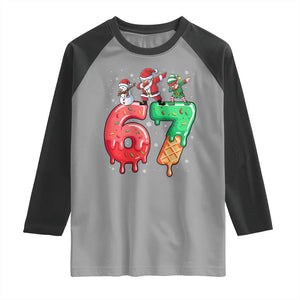 67 Six Seven Christmas Raglan Shirt Funny Dabbing Santa Elf Friends 6 7 Meme Gen Alpha Slang TS10 Sport Gray Black Print Your Wear