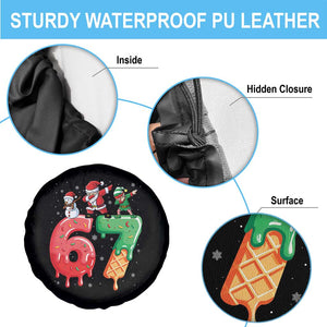 67 Six Seven Christmas Spare Tire Cover Funny Dabbing Santa Elf Friends 6 7 Meme Gen Alpha Slang TS10 Print Your Wear