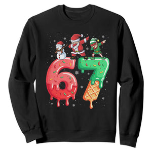 67 Six Seven Christmas Sweatshirt Funny Dabbing Santa Elf Friends 6 7 Meme Gen Alpha Slang TS10 Black Print Your Wear