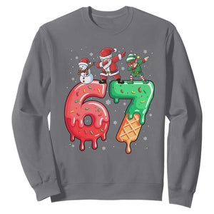67 Six Seven Christmas Sweatshirt Funny Dabbing Santa Elf Friends 6 7 Meme Gen Alpha Slang TS10 Charcoal Print Your Wear
